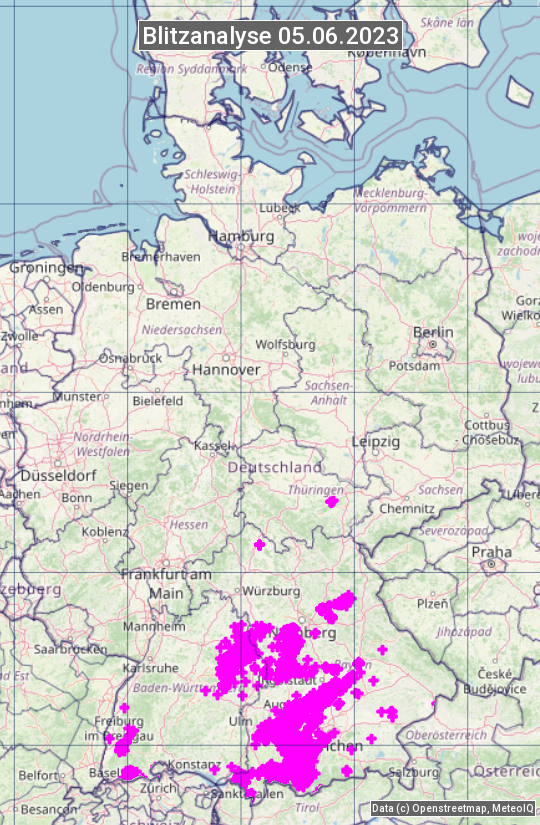 Karte mit Unwetteranalyse