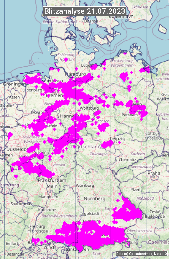 Karte mit Unwetteranalyse