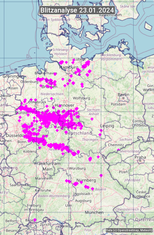 Karte mit Unwetteranalyse