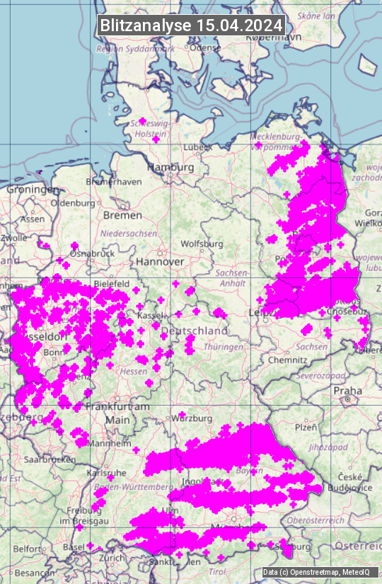 Karte mit Unwetteranalyse