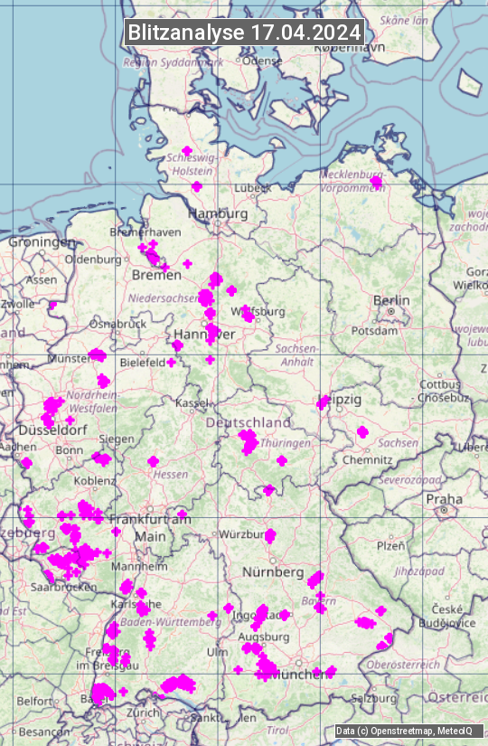 Karte mit Unwetteranalyse