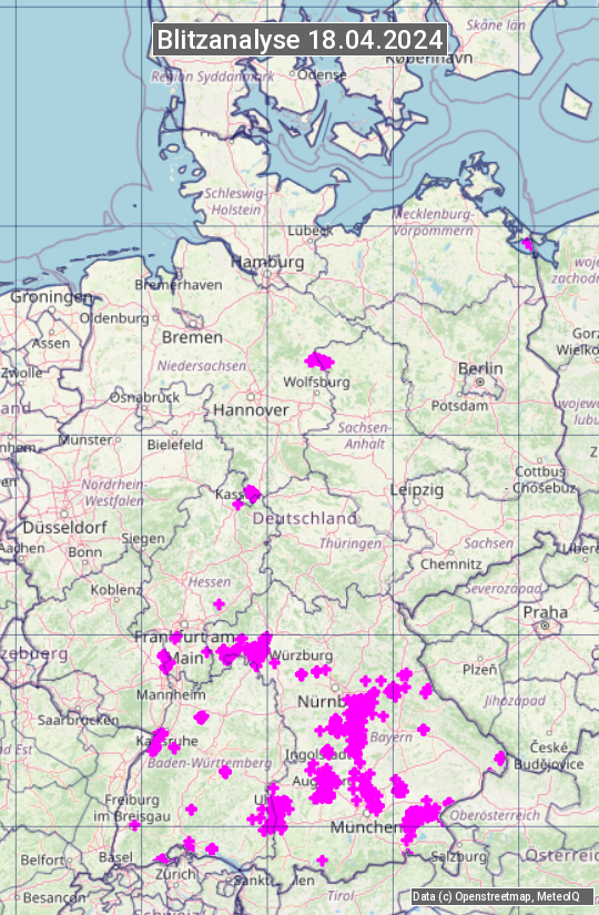 Karte mit Unwetteranalyse