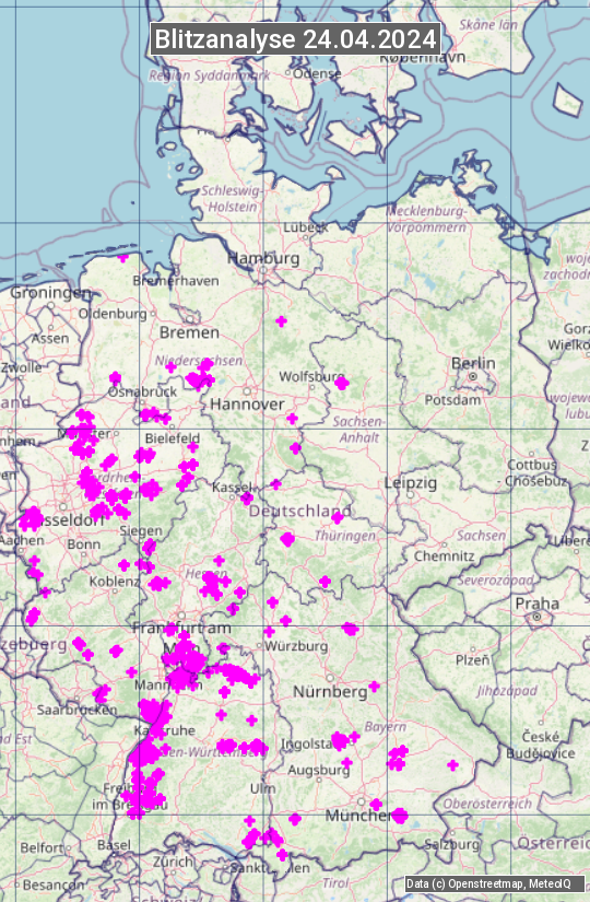 Karte mit Unwetteranalyse