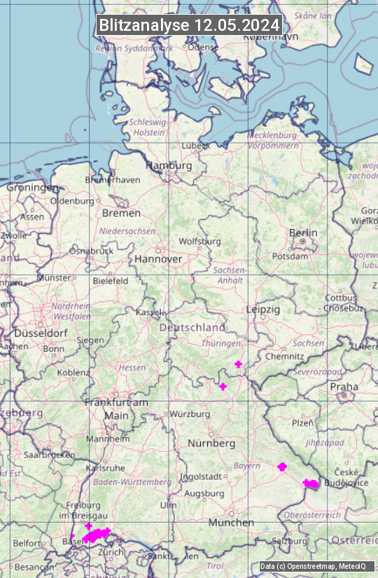 Karte mit Unwetteranalyse