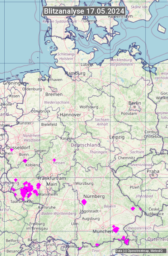 Karte mit Unwetteranalyse