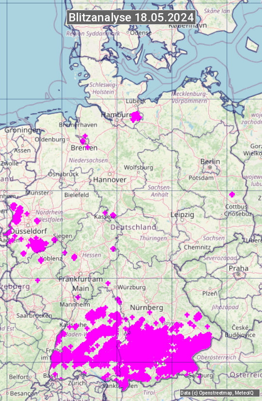 Karte mit Unwetteranalyse