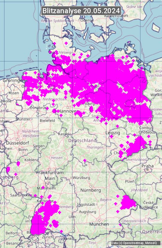 Karte mit Unwetteranalyse