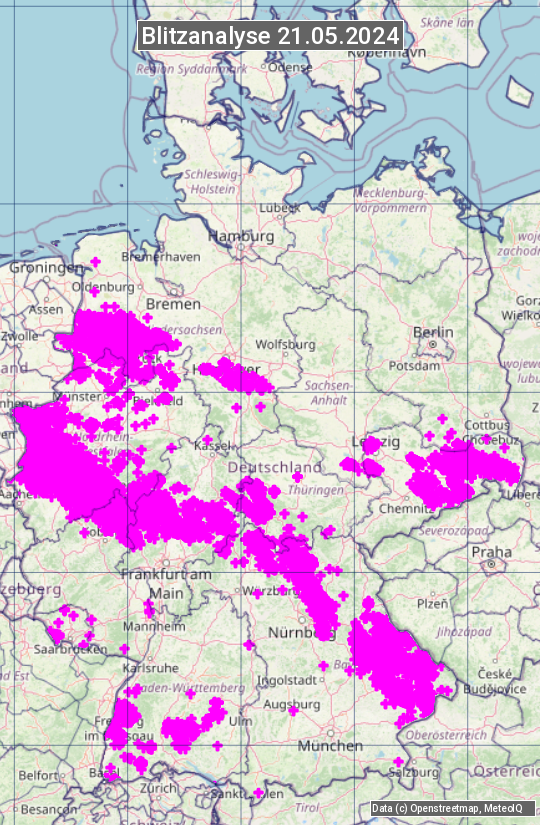 Karte mit Unwetteranalyse