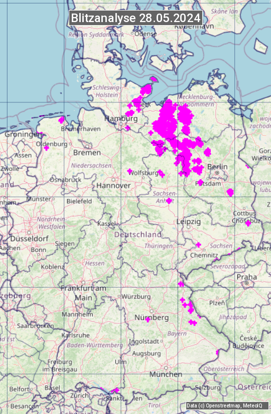 Karte mit Unwetteranalyse