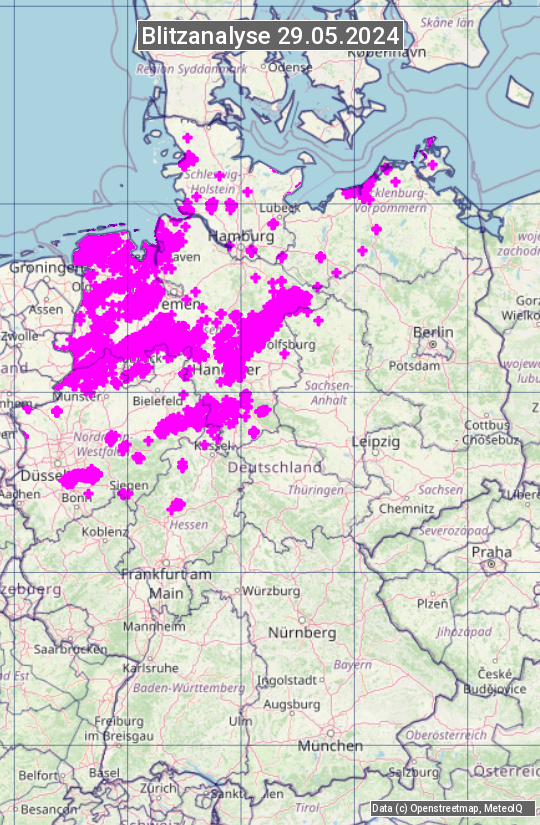 Karte mit Unwetteranalyse