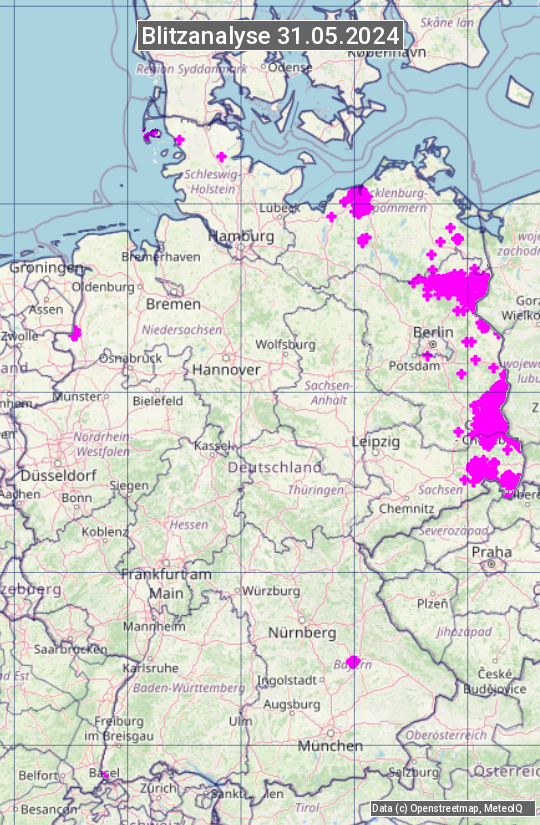 Karte mit Unwetteranalyse