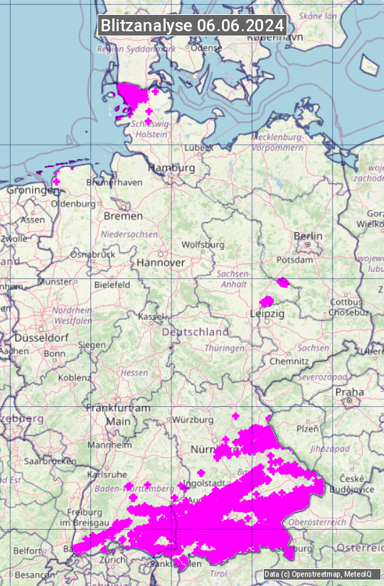 Karte mit Unwetteranalyse