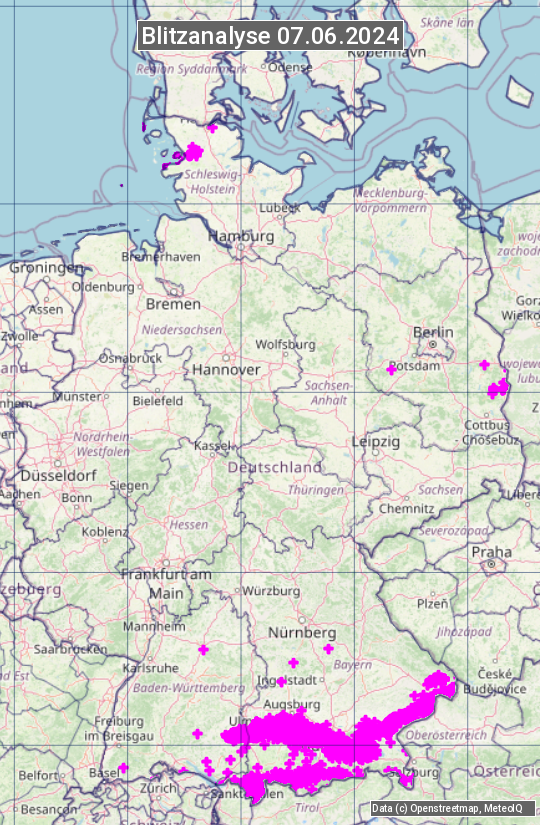 Karte mit Unwetteranalyse