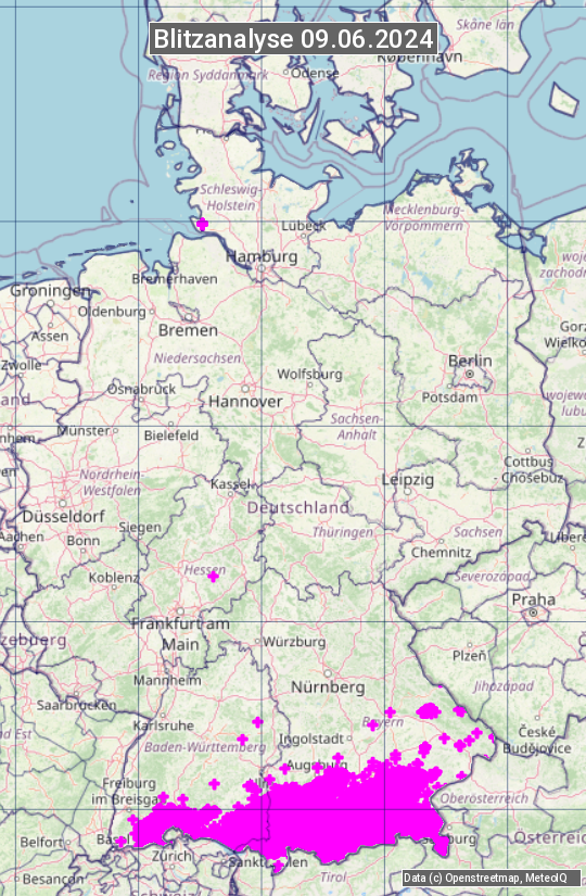 Karte mit Unwetteranalyse