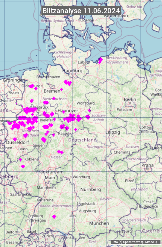 Karte mit Unwetteranalyse