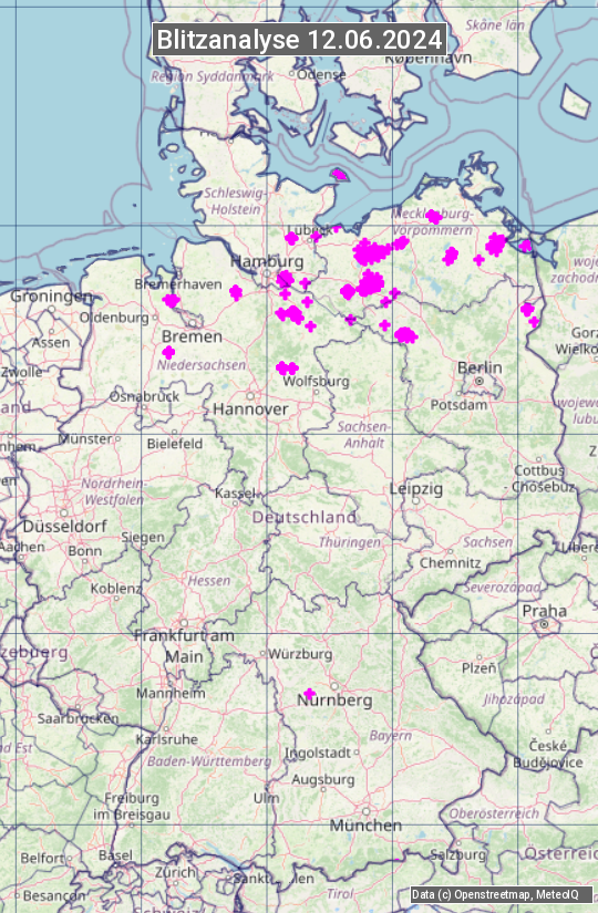 Karte mit Unwetteranalyse