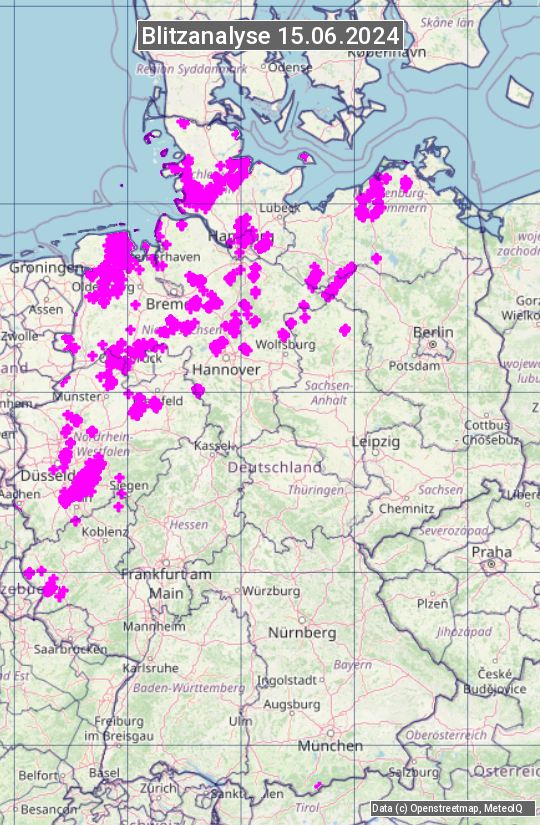 Karte mit Unwetteranalyse