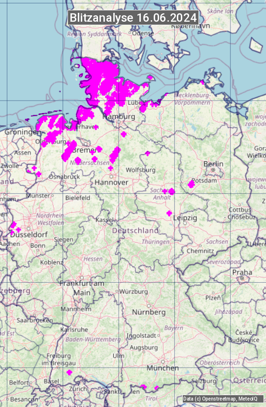 Karte mit Unwetteranalyse