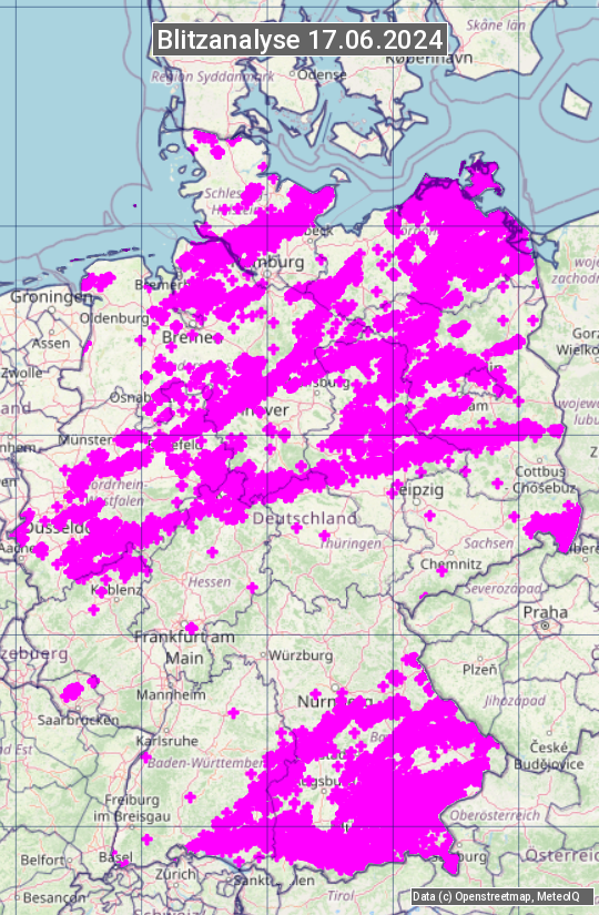 Karte mit Unwetteranalyse