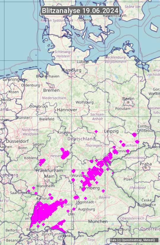 Karte mit Unwetteranalyse