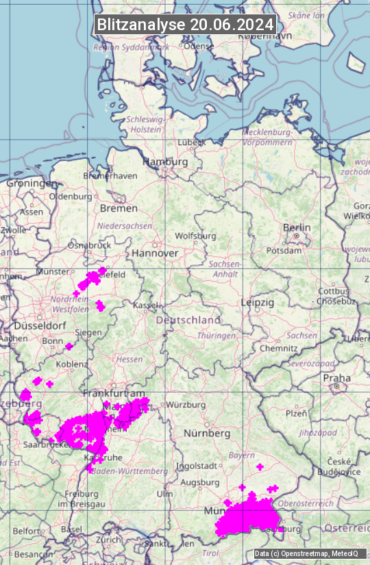 Karte mit Unwetteranalyse