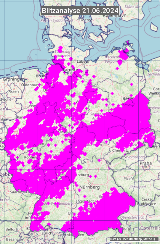 Karte mit Unwetteranalyse