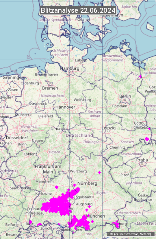 Karte mit Unwetteranalyse