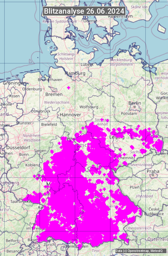 Karte mit Unwetteranalyse