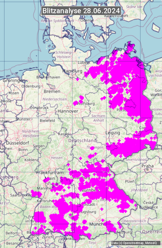 Karte mit Unwetteranalyse