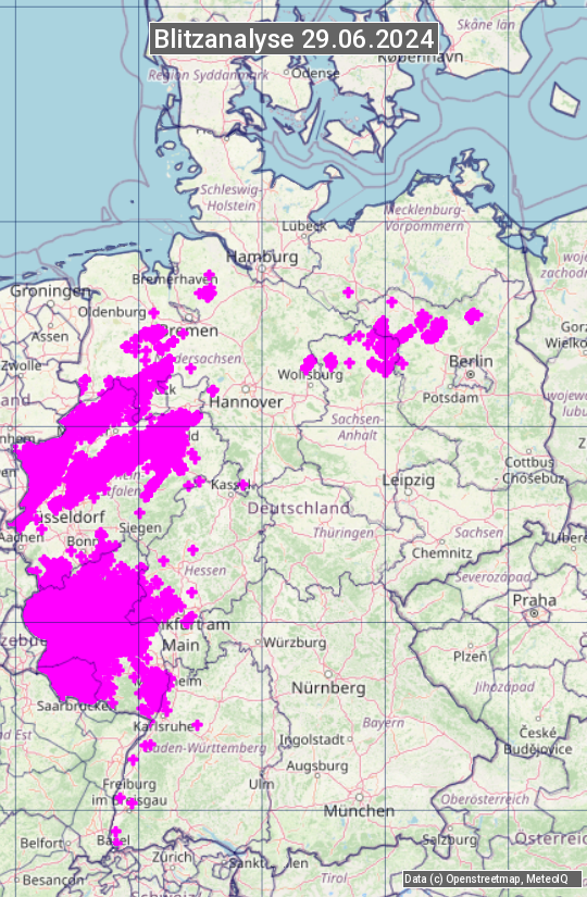 Karte mit Unwetteranalyse