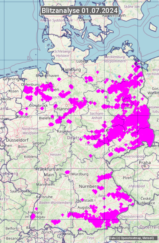 Karte mit Unwetteranalyse