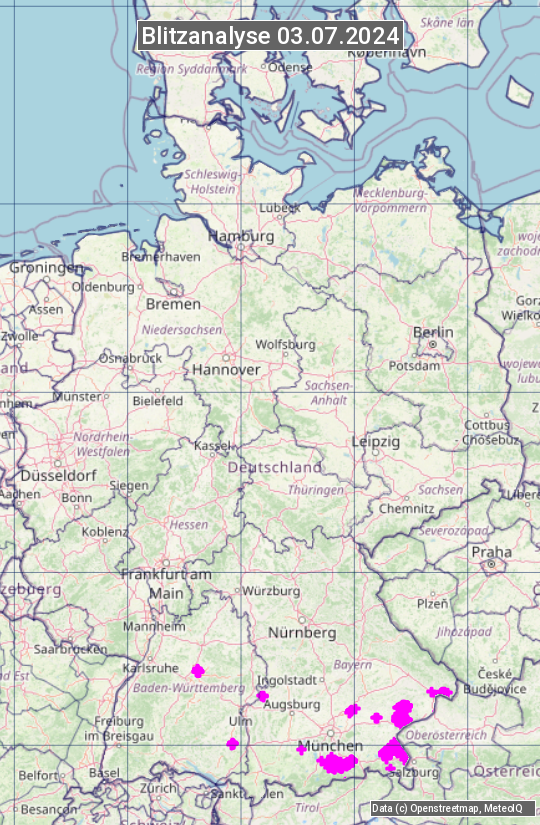 Karte mit Unwetteranalyse