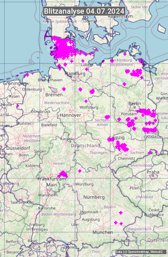 Karte mit Unwetteranalyse