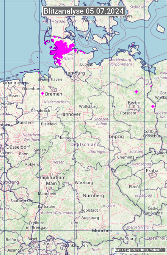 Karte mit Unwetteranalyse