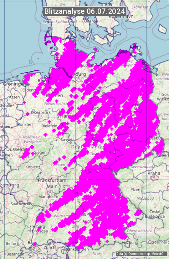 Karte mit Unwetteranalyse