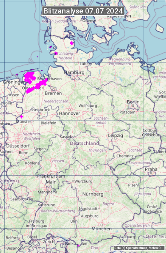 Karte mit Unwetteranalyse