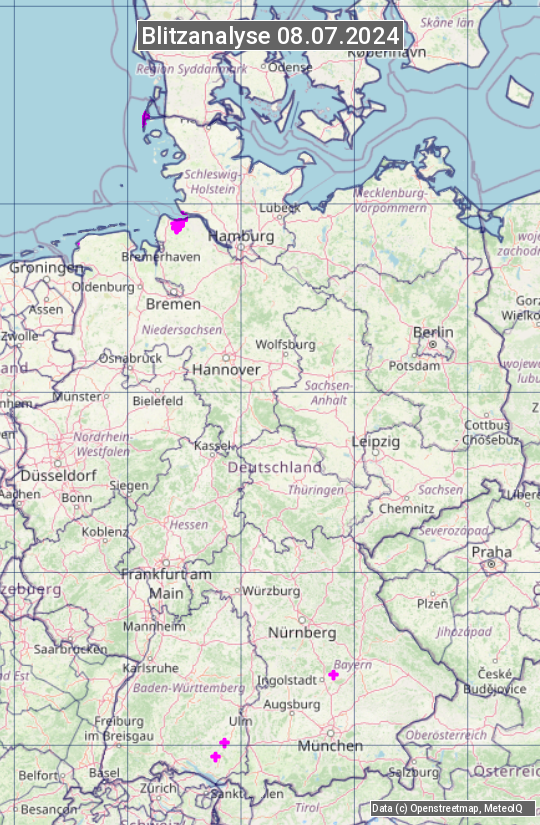 Karte mit Unwetteranalyse