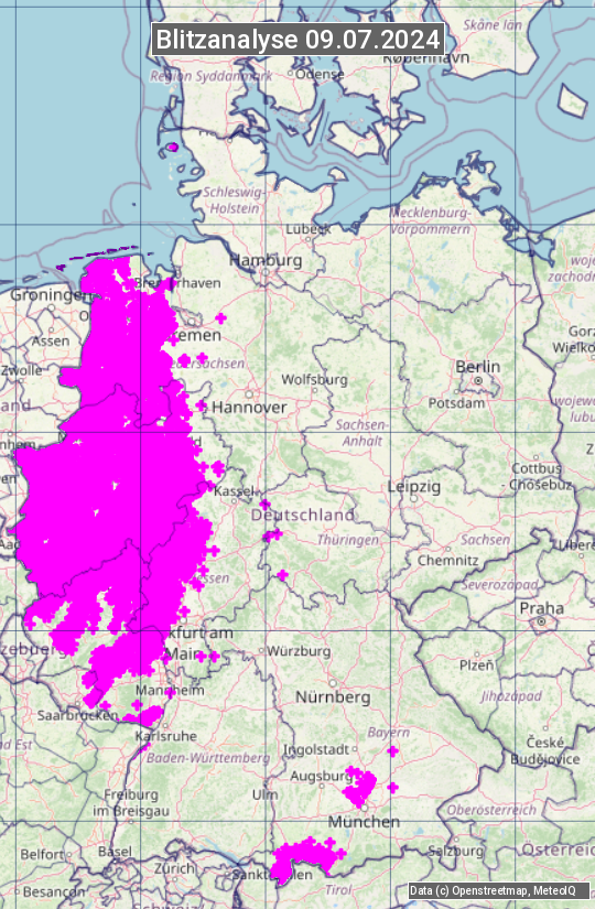 Karte mit Unwetteranalyse