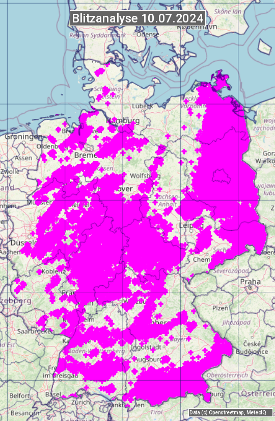 Karte mit Unwetteranalyse