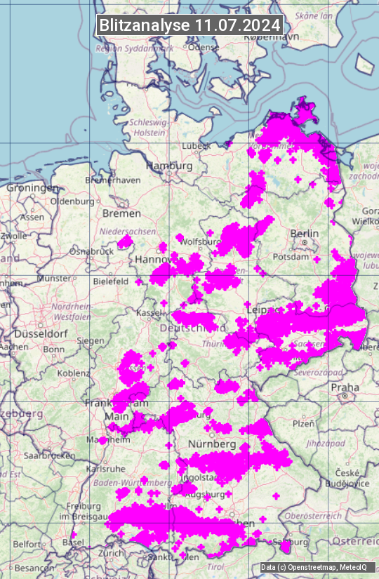 Karte mit Unwetteranalyse