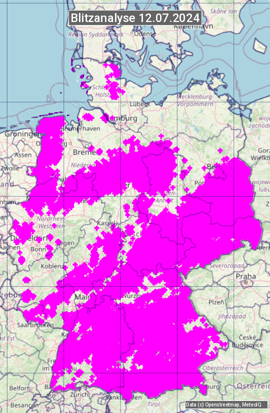 Karte mit Unwetteranalyse