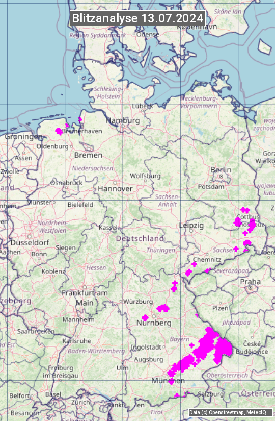 Karte mit Unwetteranalyse