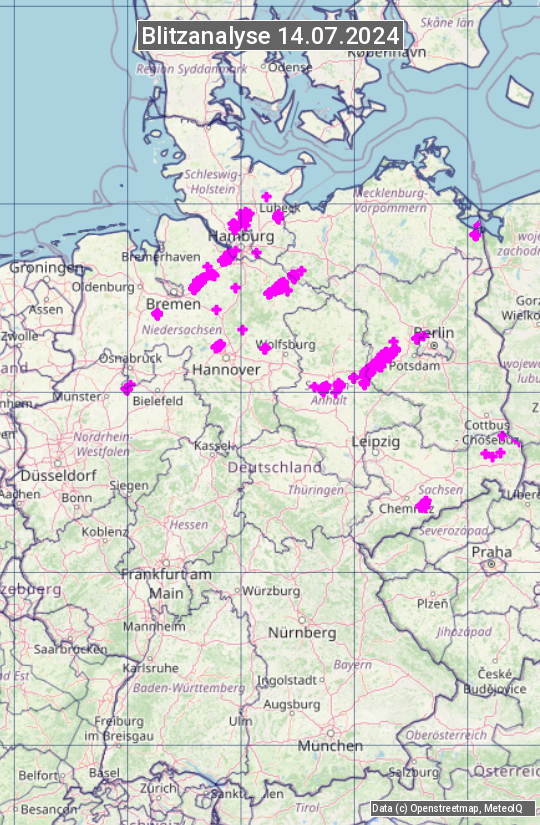 Karte mit Unwetteranalyse