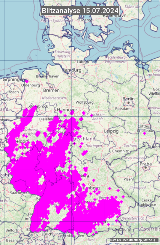 Karte mit Unwetteranalyse