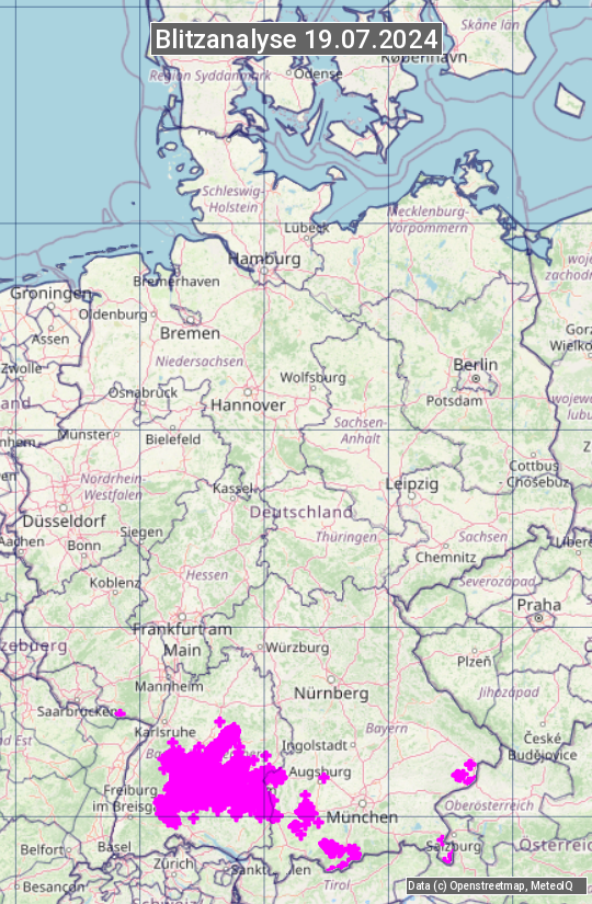 Karte mit Unwetteranalyse