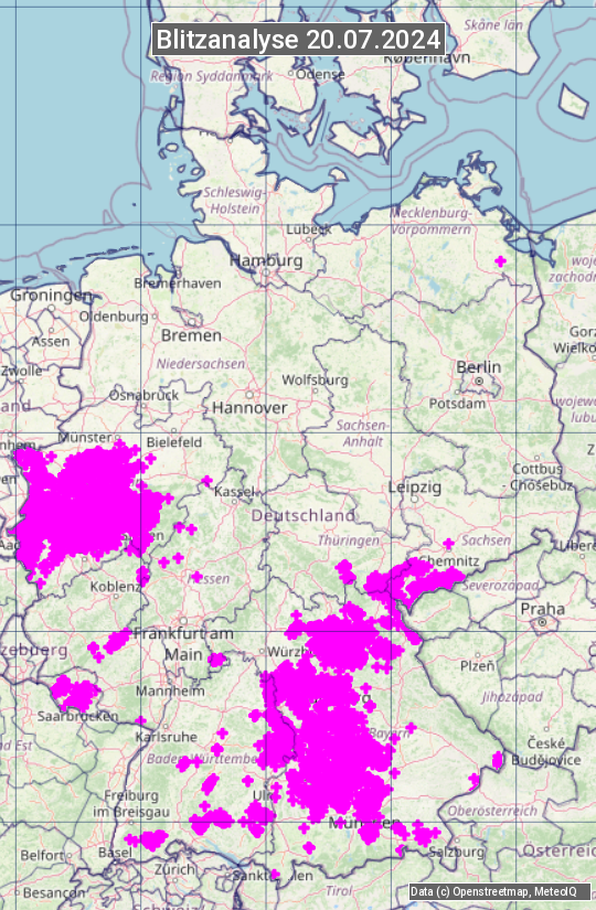 Karte mit Unwetteranalyse