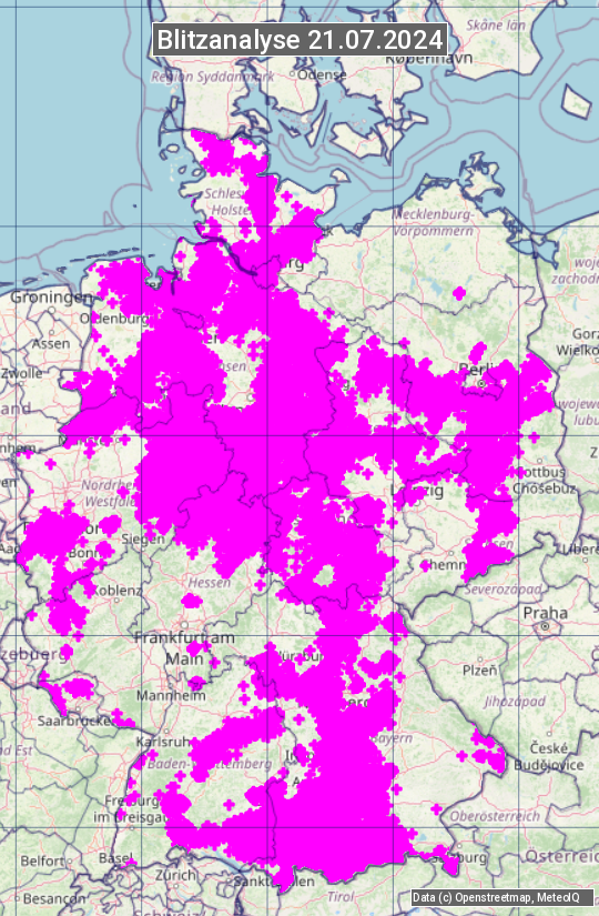 Karte mit Unwetteranalyse