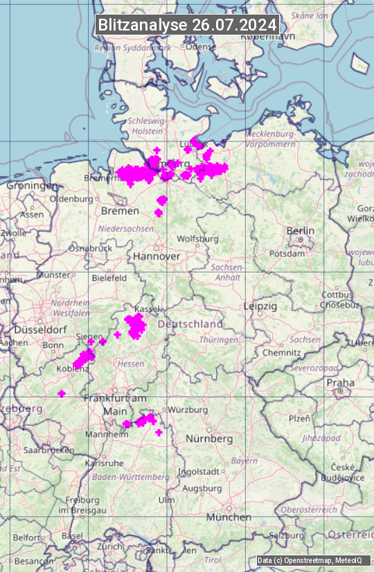 Karte mit Unwetteranalyse