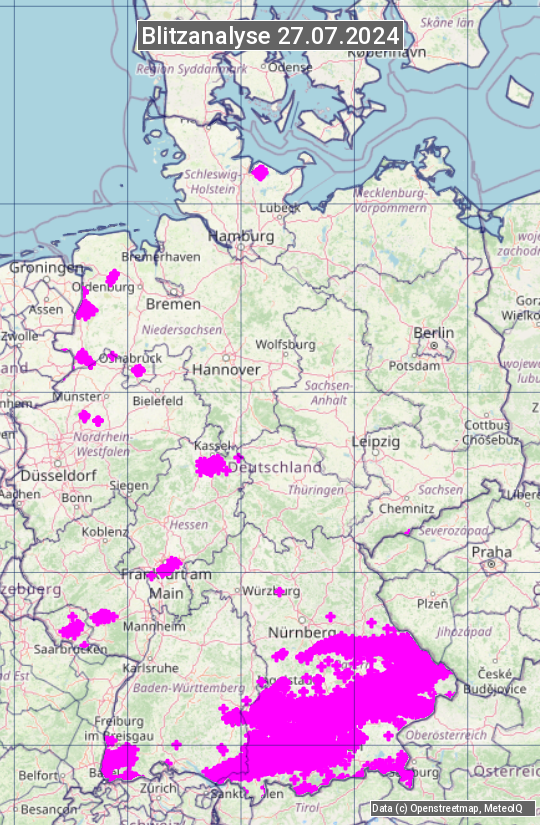 Karte mit Unwetteranalyse