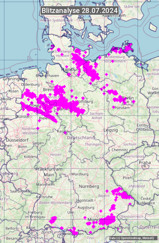 Karte mit Unwetteranalyse